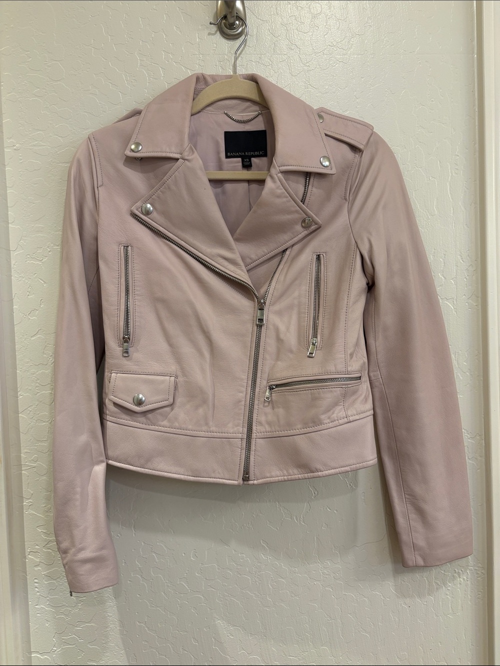 Banana Republic Blush Pink Leather Moto Jacket